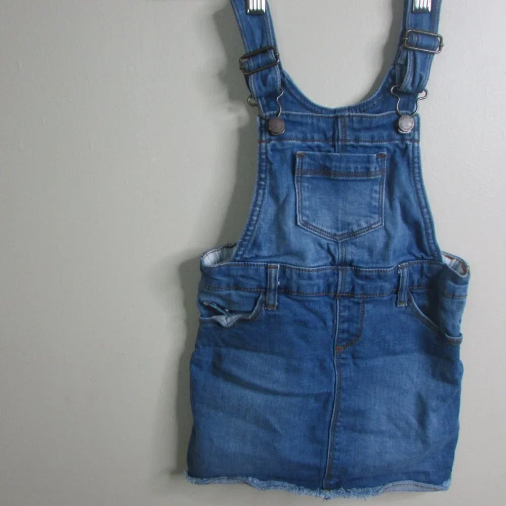Old Navy Overall Dress Girls 4T Blue Denim Raw Hem